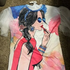 Fashion Nova Colorful Graphic Blouse